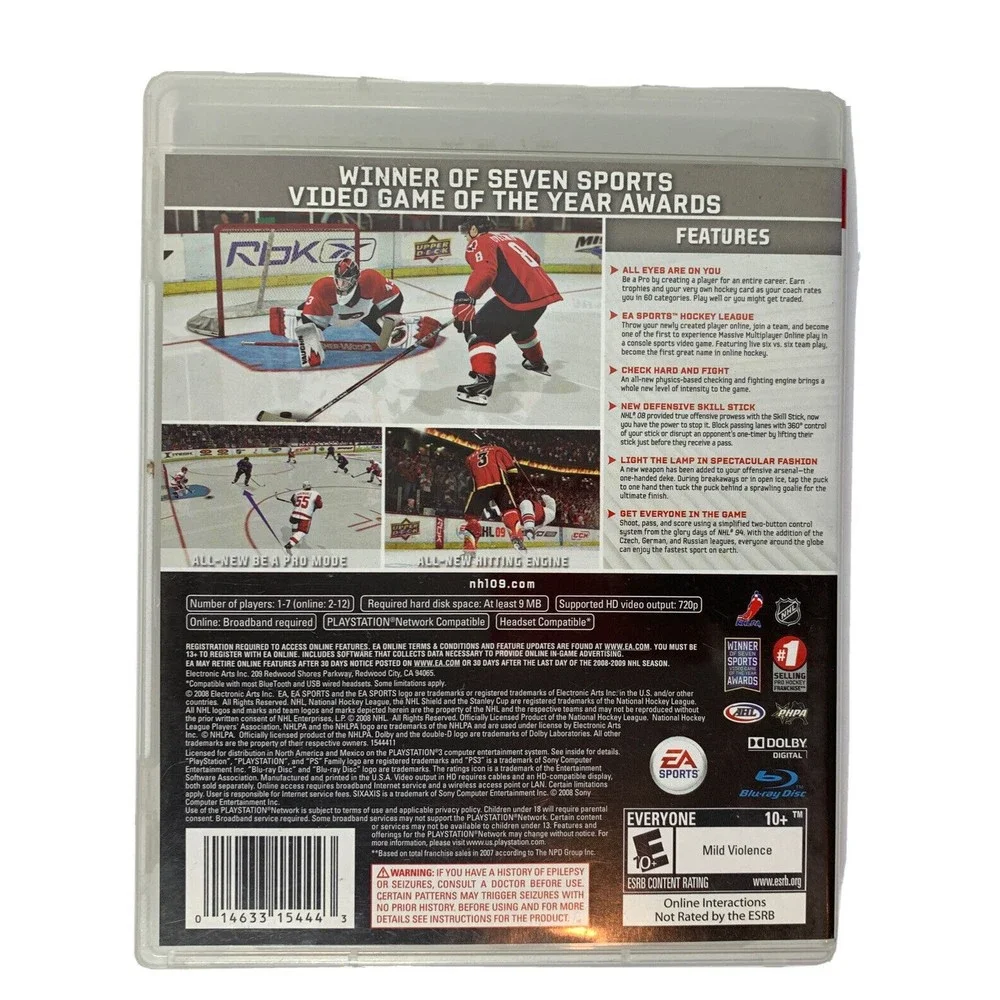 NHL 09 (Sony PlayStation 3, 2008) PS3 Hockey Video Game